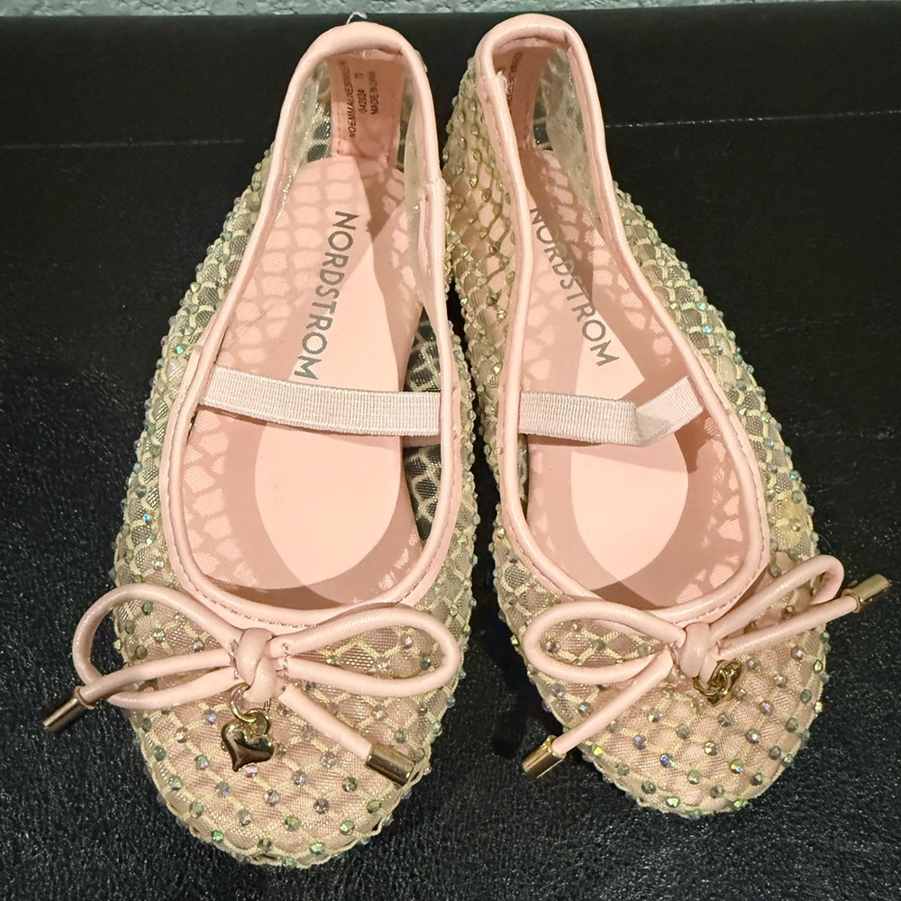 Nordstrom Blush Pink Embellished Ballet Flats with Bow